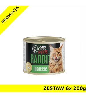 John Dog karma mokra dla kotów dorosłych MUS Królik ZESTAW 6x 200g