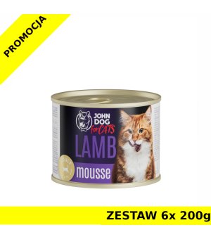 John Dog karma mokra dla kotów dorosłych MUS Jagnięcina ZESTAW 6x 200g