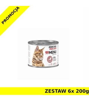 John Dog karma mokra dla kotów dorosłych 99 Menu Bażant ZESTAW 6x 200g