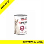 John Dog karma mokra dla kotów dorosłych 99 Menu Kurczak ZESTAW 6x 400g