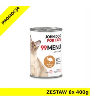 John Dog karma mokra dla kotów dorosłych 99 Menu Perliczka ZESTAW 6x 400g