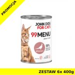 John Dog karma mokra dla kotów dorosłych 99 Menu Bażant  ZESTAW 6x 400g