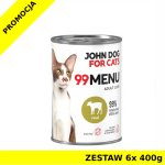 John Dog karma mokra dla kotów dorosłych 99 Menu Cielęcina ZESTAW 6x 400g