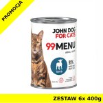 John Dog karma mokra dla kotów dorosłych 99 Menu Jagnięcina ZESTAW 6x 400g