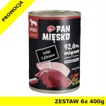 Karma mokra dla psa PAN MIĘSKO PIES INDYK Z JELENIEM ZESTAW 6X 400G PUSZKA