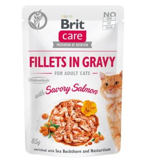 Karma mokra dla dorosłych kotów  Brit Care Cat FG Adult Savory Salmon in gravy 85g