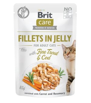 Karma mokra dla dorosłych kotów Brit Care Cat FJ Adult Fine Trout and Cod in jelly 85g