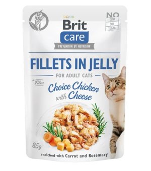Karma mokra dla dorosłych kotów Brit Care Cat FJ Adult Choice Chicken with Cheese in jelly 85g