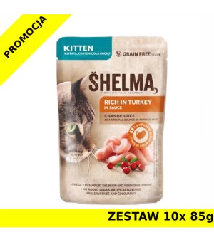 Karma mokra dla kociąt Shelma CAT KITTEN indyk z żurawin w sosie saszetka 10x 85g