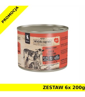 Karma mokra dla kociąt Wiejska Zagroda KOT - kitten królik cielęcina puszka ZESTAW 6x 200g