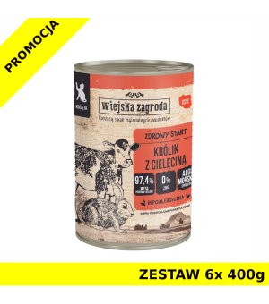 Karma mokra dla kociątWiejska Zagroda KOT - kitten królik cielęcina puszka ZESTAW 6x 400g