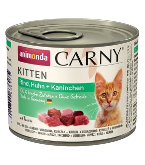 Karma mokra dla kota Animonda Carny KittenWOŁOWINA, KURCZAK, KRÓLIK 200g