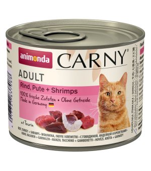 Karma mokra dla kota Animonda Cat Carny WOŁOWINA, INDYK, KREWETKI 200g