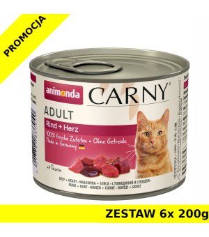 Karma mokra dla kota Animonda Cat Carny WOŁOWINA Z SERCAMI ZESTAW 6x 200g
