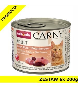 Karma mokra dla kota Animonda Cat Carny KURCZAK, INDYK, SERCA KACZE 6x 200g