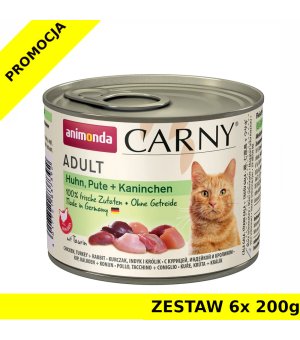 Karma mokra dla kota Animonda Cat Carny KURCZAK, INDYK, KRÓLIK ZESTAW 6x 200g