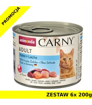 Karma mokra dla kota Animonda Cat Carny KURCZAK Z ŁOSOSIEM ZESTAW 6x 200g