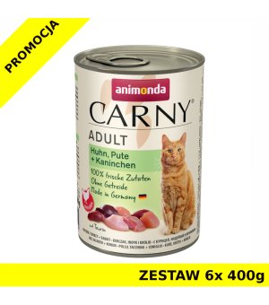 Karma mokra dla kota Animonda Cat Carny KURCZAK, INDYK, KRÓLIK ZESTAW 6x 400g