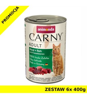 Karma mokra dla kota Animonda Cat Carny WOŁOWINA, SARNA, BORÓWKI ZESTAW 6x 400g