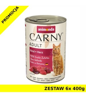 Karma mokra dla kota Animonda Cat Carny WOŁOWINA Z SERCAMI ZESTAW 6x 400g