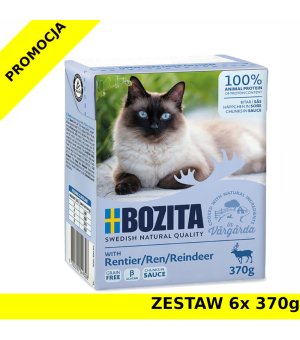 Karma mokra dla kota Bozita tetra recart w sosie z reniferem ZESTAW 6x 370g 