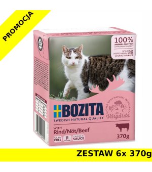 Karma mokra dla kota Bozita tetra recart w sosie z wołowiną ZESTAW 6x 370g