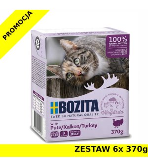 Karma mokra dla kota Bozita w galaretce z INDYKIEM ZESTAW 6x 370g 