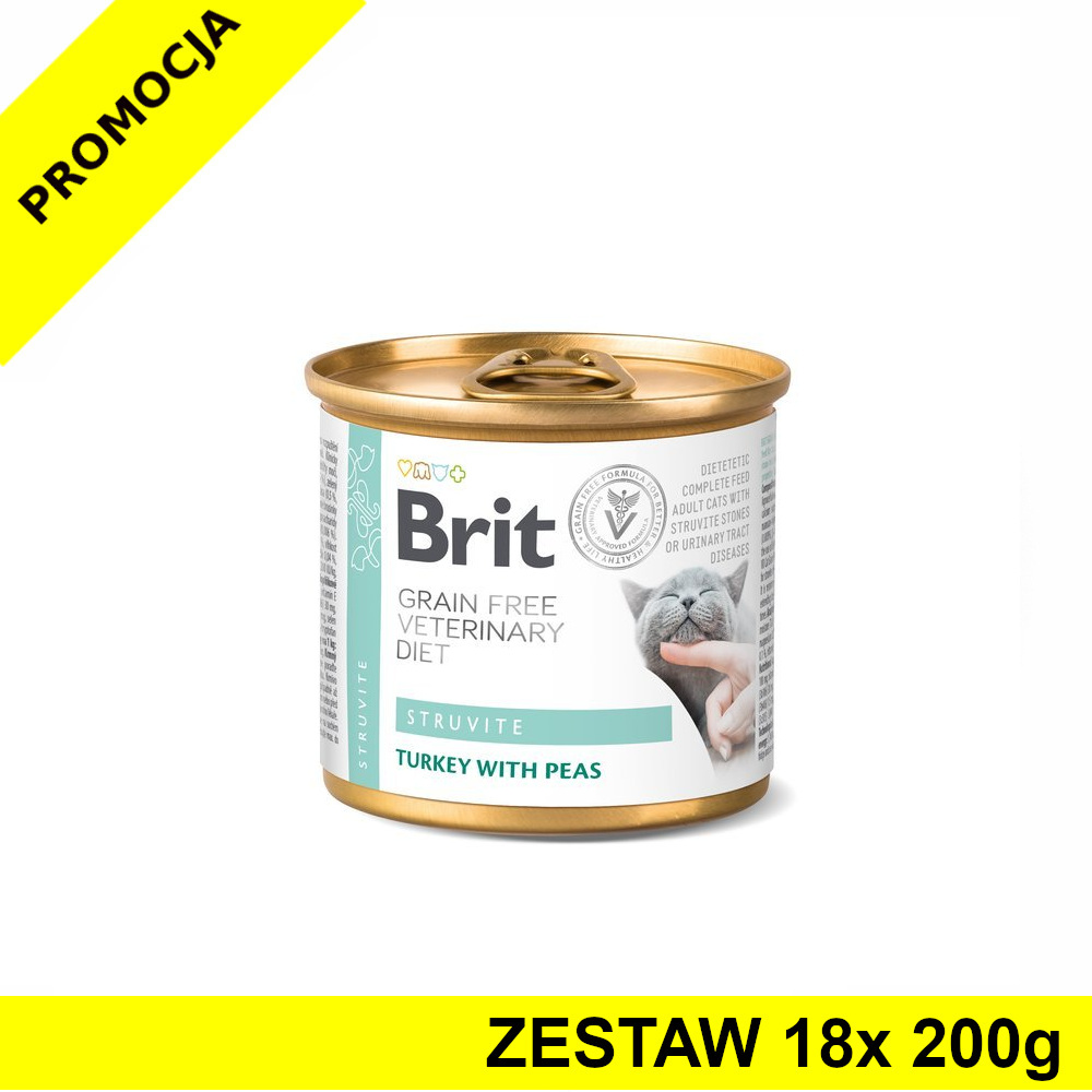 Karma mokra dla kota Brit Veterinary Diets Cat Struvite ZESTAW 18x 200g