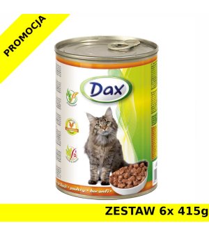 Karma mokra dla kota Dax drób puszka ZESTAW 6x 415g 