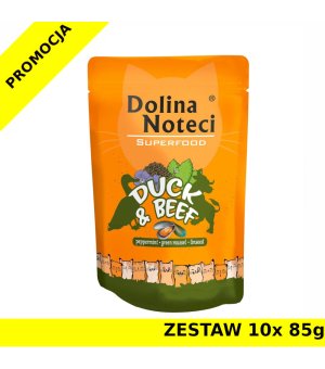 Karma mokra dla kota Dolina Noteci Superfood kaczka i wołowina ZESTAW 10x 85g