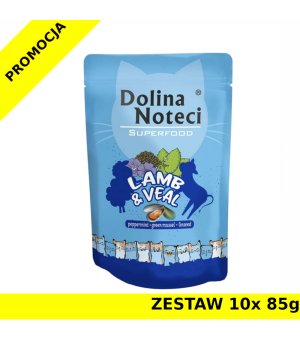 Karma Mokra dla kota Dolina Noteci Superfood jagnięcina i cielęcina ZESTAW 10x 85g