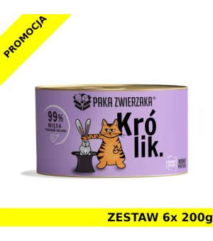 Karma mokra dla kota Paka Zwierzaka Królik ZESTAW 6x 200g