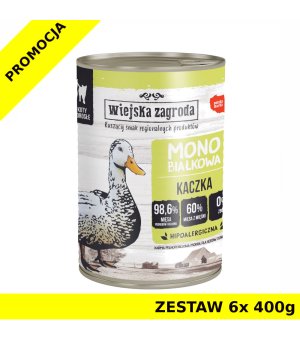 Karma mokra dla kota Wiejska Zagroda MONO - Kaczka ZESTAW 6x 400g