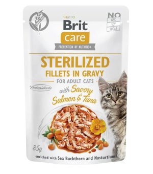 Karma mokra dla kotów sterylizowanych Brit Care Cat FG Sterilized Salmon & Tuna in gravy 85g