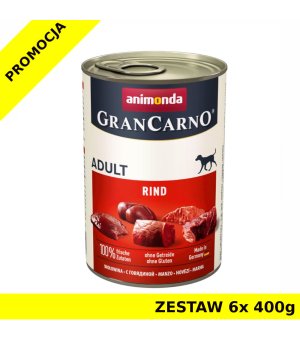 Karma mokra dla psa Animonda GranCarno Adult wołowina puszka ZESTAW 6x 400g