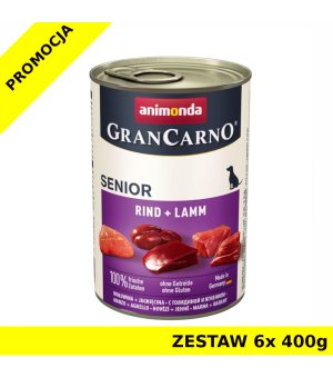Karma mokra dla psa Animonda GranCarno Senior wołowina z jagnięciną puszka ZESTAW 6x 400g