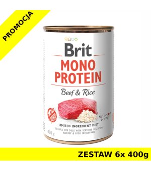 Karma mokra dla psa Brit Care Mono Protein Beef Rice ZESTAW 6x 400g