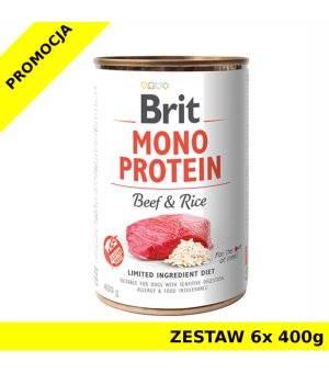 Karma mokra dla psa Brit Care Mono Protein Beef Rice ZESTAW 6x 400g