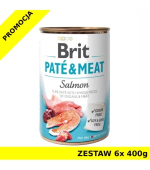 Karma mokra dla psa Brit Care Salmon Pate Meat ZESTAW 6x 400g