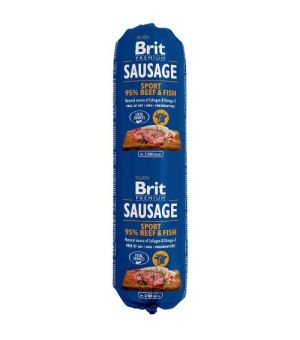 Karma mokra dla psa BRIT SAUSAGE BEEF & FISH SPORT 800G