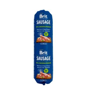 Karma mokra dla psa BRIT SAUSAGE CHICKEN & VENISON  -  800G