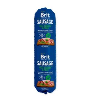 Karma mokra dla psa BRIT SAUSAGE TURKEY & PEAS  800G