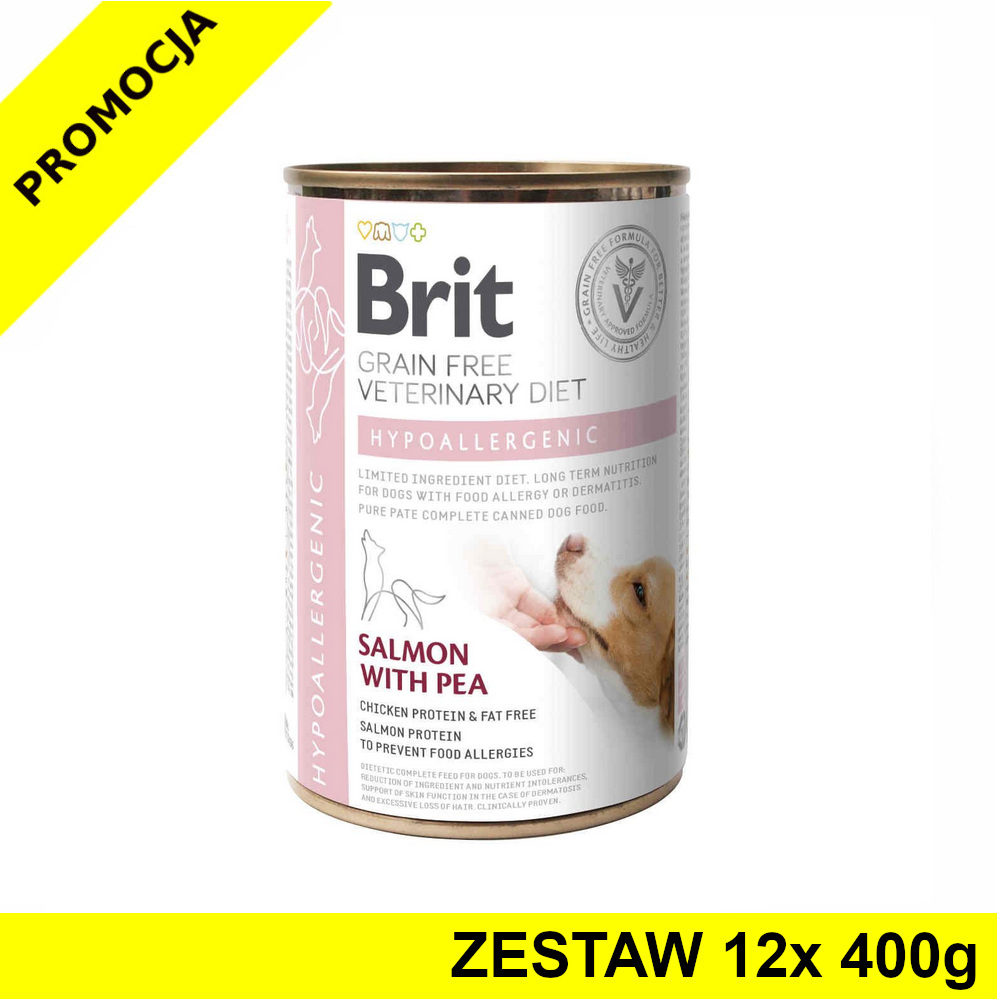 Karma mokra dla psa Brit Veterinary Diets Dog Hypoallergenic ZESTAW 12x 400g