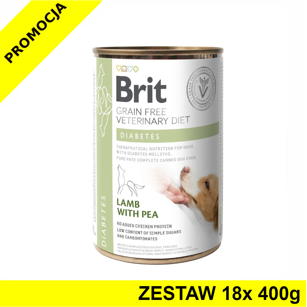 Karma mokra dla psa Brit Veterinary Diets Dog Diabetes ZESTAW 18x 400g