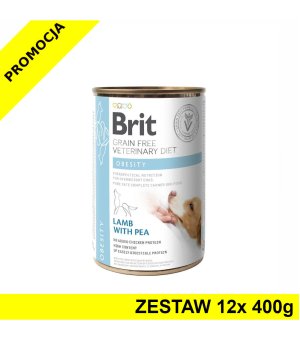 Karma mokra dla psa Brit Veterinary Diet Dog Obesity Lamb & Pea ZESTAW 12x 400g