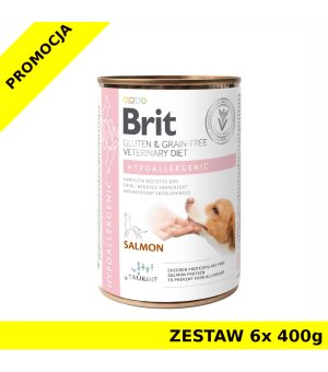 Karma mokra dla psa Brit Veterinary Diets Dog Hypoallergenic ZESTAW 6x 400g - NOWA FORMUŁA 