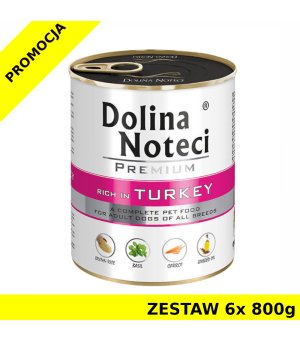 Karma mokra dla psa Dolina Noteci Indyk puszka ZESTAW 6x 800g