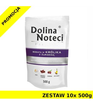 Karma mokra dla psa Dolina Noteci z królikiem i żurawiną ZESTAW 10x 500g