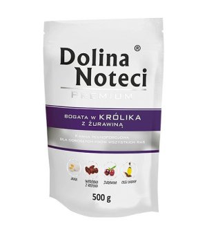 Karma mokra dla psa Dolina Noteci z królikiem i żurawiną - doypack 500g