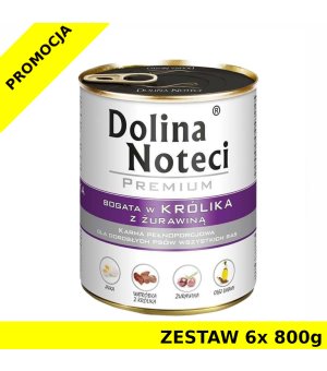 Karma mokra dla psa Dolina Noteci z królikiem i żurawiną ZESTAW 6x 800g